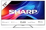 SHARP 75GP7265E Quantum Dot Google TV 189 cm (75 Zoll) 4K Ultra HD QLED Google TV (Smart TV ohne Rahmen, Dolby Atmos, Dolby Vision, HDMI 2.1 mit eARC)
