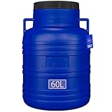 FIXKRAFT Weithalsfass Lebensmittelecht 60L Futtertonne Hund Gärbehälter Blaue Futter Tonne mit Deckel Maischefass Schraubdeckel 60 Liter Camping Kanister Gärfass