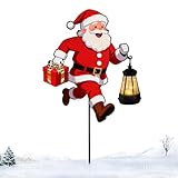 Weihnachts-Gartenstecker – LED-beleuchtete Schneemänner, hält Laternen festlicher Weihnachtsmann, Dekorationen für Garten, Hof, Rasen, Gehweg, Outdoor-Winterbeleuchtung, zugänglich und auffällig