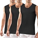 Geyuwoz 3er Pack Unterhemd Herren 100% Baumwolle Tank Top Herren Ärmelloses Unterhemden Feinripp Muskelshirts Sport Männer BL-M-3