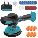 Akku Poliermaschine Ersatz für Makita,145mm Auto Polierer, 6 variable Geschwindigkeit, kabelloser Akku Polierer für Autopflege,Polieren,Wachsen,Kratzerentfernung 24PCS Polieraufsatz(Ohne Akku)