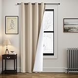 MIULEE Thermovorhang Kälteschutz mit Gestepptem Futter, Beige Doppellagige Thermo Vorhang Gegen Kälte Haustür Tür Innen Winter Kälteschutzvorhang, Blickdicht Türvorhang Kälteschutz Wärmevorhang