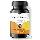 Omega 3 Komplex - Fischöl Kapseln hochdosiert, mit EPA & DHA - Fettsäuren für Herz, Gehirn & Blutdruck - Laborgeprüft (1 x 90 Kapseln: Vorrat für 22 Tage, Geschmacksneutral)