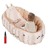 Qurygin Aufblasbare Badewanne für Babys, aufblasbare Reisebadewanne für Babys, faltbar, Pool-Duschzubehör für, Mädchen, Baden, Schwimmen, Badezimmer, Camping, Reisen