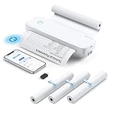Bisofice L81 Mobiler Thermodrucker A4 Mit 3 Rollon Thermopapier, Kabelloser Portabler Drucker für Unterwegs, Printer für Handy & Laptop