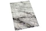 Teppich modern Designerteppich Marmor Optik grau Gold Größe 60x110 cm