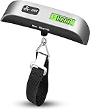 ROTOPATA Kofferwaage Digital mit Haken, Gepäckwaage für Reisen mit Temperatursensor, LCD Anzeige, Max 50KG / 110 lb, Hängewaage für Koffer, Kofferwage Luggage Scale(Silber)