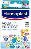Hansaplast Aqua Protect Kinderpflaster (20 Strips), Wasserdichte Pflaster für Kinder zum Schwimmen und Baden, atmungsaktive Wundauflage mit zuverlässiger Klebkraft