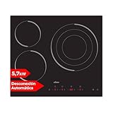 Nilson NV3600 Glaskeramik-Kochfeld, schwarz, Leistung max. 5700 W, 3 Kochzonen, 9 Kochstufen, Touch-Steuerung, Verriegelung und automatische Sicherheitsabschaltung