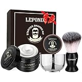Rasierset für Herren, Rasierset mit Sandelholz-Rasiercreme, Rasierseife, Rasierpinsel, Rasierschale, Geschenk-Set für Männer, Geschenke für den Freund