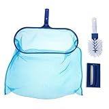 Homoyoyo Pool Reinigungsset mit Feinmaschigem Laubkescher Stabilem Fünfteiligen Teleskopstiel und Kompakter Bürste für Schwimmbecken für Wände Böden und Ecken Reinigung