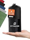 STYNGARD 2in1 Hüttenschlafsack Ultraleicht aus Mikrofaser [200g] - Ultraleichter Schlafsack kleines Packmaß - Dünner Schlafsack Inlett leicht & weich - Modell Hanoi (ohne Reißverschluss, Schwarz)