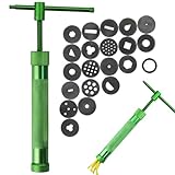 TMRBBesty Edelstahl Zuckerpaste Extruder,Tonpressen Clay Handwerk,Fondant Presse mit 20 Formen, Zuckerpasten-Extruder,Verwendet für die Herstellung von Plätzchen und Dekoration von Zuckerkuchen,Grün