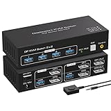 VPFET 4K120Hz Displayport KVM Switch 2 PC 2 Monitore 8K60Hz Dual Monitor DP 1.4 Switches for 2 Computers Teilen 4 USB 3.0 Geräte mit 2 USB 3.0 Kable und Desktop-Controller