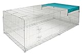 Kerbl Freilaufgehege mit Ausbruchsperre (Maße 230x115x70 cm, Gitterabstand 3 cm, 4 seitliche Türen, mit Sonnenschutz, Gehege mit Gitterabdeckung) 82825