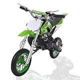 OUBUBY 49ccm Dirt Bike Dirtbike CrossBike Kinder Enduro DirtBike pocket 49cc 2 Takt Pitbike PocketBike Motocross Motorrad 10 Zoll Luftreifen Moto Cross für Kinder von 6-17 Jahrenb (Grün, 8 Zoll)