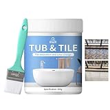 Badewannenlack Weiß Emaille Reparatur Lack, 500g Fliesenfarbe, Badewannenfarbe, Badewannenbeschichtung Emaille Farbe Mit Pinsel, Wasserfester Fliesenlack Weiß Waschbecken/Bad/Fliesenlack Aufarbeiten