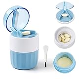 PAPAcroscoma Tablettenteiler Tablettenmörser：3-in-1 Tablettenzerkleinerer mit Tablettenfach und Reinigungsbürste, Multifunktionaler Medikamentenbox Pillenteiler Pillenmörser