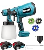 Akku Farbsprühsystem, Ersatz für Makita,1000ML HVLP Farbsprühgerät, 3 Kupferdüsen /3 Sprühmuster Neu Lackierpistole Elektrisch für den Innen- und Außenbereich (2× 3.0Ah Akkus und Ladegerät)