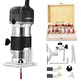 Einhandfräse, Holzschneidemaschine, Holzfräse Oberfräse 800W 40000 U/min, 6 Geschwindigkeiten, 6,35mm Durchmesser, Handschneider Oberfräse Mit 15 Stück 1/4' Fräser, Für Die Holzbearbeitung