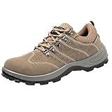 Generisch Arbeitsschuhe Herren Atmungsaktiv, Sicherheitsschuhe Herren Stahlkappe, Wanderschuhe rutschfest Trekkingschuhe Weich Walkingschuhe Flach Ourdoorschuhe Einfarbig Schlupfschuhe Verschleißfest