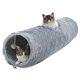 PAWZ Road Plüsch Katzentunnel für Indoor Katzen, Multifunktionales Katzenspielzeug Grau