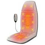 Snailax Massagesitzauflage mit Wärme und Vibration, 10 Vibrationsmotoren Massageauflage für Rücken und Nacken, Sitzkissen zur Entspannung, Rückenmassagegerät für Hause Büro, Beige