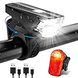 LED Fahrradlicht Set, StVZO Fahrrad Licht USB Aufladbar, Wasserdicht Fahrradbeleuchtung 35 LUX Fahrradlicht Vorne Fahrradlampenset mit Frontlichter & Rücklicht Bike Light für Kinder und Erwachsene