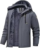 QPNGRP Wasserdichte Ski-Snowboardjacke für Herren, Winter, winddichter Schneemantel, Eisengrau, 3XL