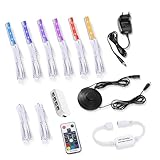 LABOREDUCER LED Glaskantenbeleuchtung, 6er Set RGB Glasbodenbeleuchtung mit Fernbedienung, Farbwechselnde Schrankbeleuchtung mit Fußschalter, Vitrinenbeleuchtung, Licht für Vitrine, Glasdekor