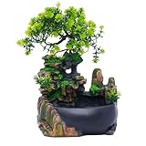 Zimmerbrunnen mit LED-Beleuchtung, 220 V, Tischbrunnen, Bonsai-Ornament, mit LED-Kristallkugel und Zerstäuber, Dekoration für Innenbereich, Haus, Büro, dekoratives Geschenk