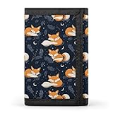 TZTTZT Sleeping Cute Fox Print Geldbörse für Herren, 8 Kreditkartenfächer, schmal, minimalistisch, Vordertasche, kleine Herren-Geldbörse