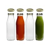 4 Glasflaschen 500 ml mit 8 Deckeln inkl. Etiketten