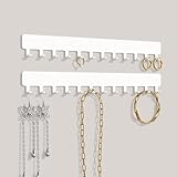 Josmimic Kettenhalter Schmuckaufbewahrung Wand - Robuster Schmuck Organizer für Halsketten, Armbänder und Ohrringe - Platzsparende Lösung, Einfache Klebemontage, Metall, Weiß