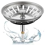 Voarge1 Stück Universal Höhenverstellbarer Waschbecken - Siebkörbchen Abflussstopfen Edelstahl Waschbeckenstöpsel WaschbeckensiebSieb Stöpsel Abfluss Küche Spüle Abflussstopfen Küchenspüle