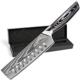 Wolfblood PRO Damastmesser Damast-Küchenmesser XL (31cm) Profi Nakiri Messer aus echtem 67 Lagen Damaststahl I Küchenmesser Hackmesser mit Holzgriff Geschenkbox und Klingenschutz