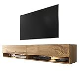 Selsey WANDER – TV-Lowboard in Wotan Eiche Holzoptik hängend/stehend mit LED 180cm