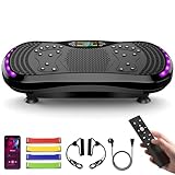 Vibrationsplatte, 2025 Vibrationsplatten-Trainingsgerät mit 200 Intensitätsstufen, 9 Trainingsprogramme, Bluetooth-Lautsprecher, Fernbedienung, Widerstandsbänder & Seile, LED-Display, Kapazität 200 KG