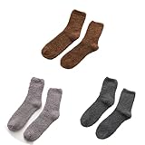 Dcvmvmn 3 Paar Frauen Herbst Winter Socken Halbe Fleece Coral Fleece Dicke Warme Weiche Mitte Wade Männer Solide Boden Socken, Kaffee L-grau9 D-grau9, (EUR 38-44(US 6-12)