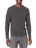 Amazon Essentials Herren Langärmeliges Henley-Shirt, Schmale Passform, Dunkelgrau Meliert, M