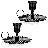 2 Stücke Vintage Kerzenständer Deko mit Griff, Schwarze Metall Kerzenhalter für Stabkerzen, Eisen Deko Kerzenleuchter, Geschenk für Weihnachts Halloween Hochzeit Bad Küche Tischdeko