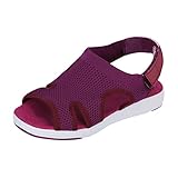 Abendsandalen für Damen, atmungsaktiv, modisch, Hausschuhe, Freizeitschuhe, Liebhaber, Paare, Damensandalen, glitzernde, flache Sandalen, violett, 41 EU