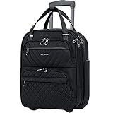 KROSER Handgepäck Koffer Trolley 40cm, Carry On Untersitzer Multifunktional 16-Zoll Leichter Über-Nacht-Koffer für Frauen, Schwarz