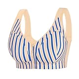 Damen Fitness Frontverschluss, leicht gefüttert, ohne Bügel, T-Shirt-BHS für den Alltag, volle Abdeckung, bequem, stützendes Bralette Weißer Body Spitze (Beige, 40E)