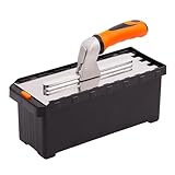 MIVOS Maurerkellen Set mit abnehmbarem Griff und Transportbox - 6, 8, 10, 12mm, U-Typ, Tiger-Typ - 6 Zahnglättekellen - Edelstahl Glättekellen mit Softgriff - Fliesenkelle - Traufel