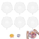 Silikondeckel, 6 Stück Silikondeckels Dehnbar, 9cm Lebensmittelaufbewahrungsabdeckungen, Silikondeckel Joghurtbecher, Runder Silikon Dehndeckel Schüssel, für Obst, Schüsseln, Transparent