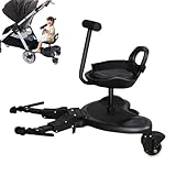 Universelles Buggy Board mit Sitz für Alle Kinderwagen, 2-in-1 Trittbrett für Kinderwagen Universal, Buggyboard mit Sitz, Mitfahrbrett Kinderwagen Universal, für Kinder von 2–6 Jahren, Belastung 25 kg