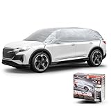 WALSER Autoabdeckung All Weather Light Halbgarage Größe XL silber, wasserdichte Halbgarage, Staubdicht mit UV Schutz, verstärkte Gurtbefestigung