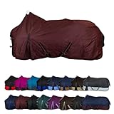RL24 - Winterdecke Weidedecke 600D Basicline – atmungsaktive, Wind- & wasserdichte Outdoordecke mit Innenfutter & Kreuzbegurtung – Pferdedecke in Weinrot – 145cm (100g/m² Füllung)