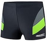 Aqua Speed Enge UV Badehose für Jungs + gratis eBook | Wettkampf Schwimmhose Jungen | Sport Schwimmbekleidung Kinder | 38. Grau Grün Gr. 134 | Andy